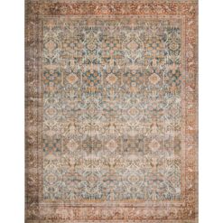 LOLOI II Layla Ocean/Rust 9 ft. x 12 ft. Distressed Bohemian Printed Area Rug LAYLLAY-04OCRU90C0