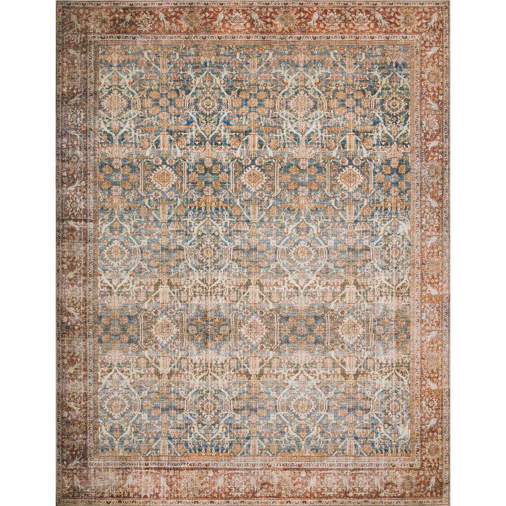 LOLOI II Layla Ocean/Rust 9 ft. x 12 ft. Distressed Bohemian Printed Area Rug LAYLLAY-04OCRU90C0