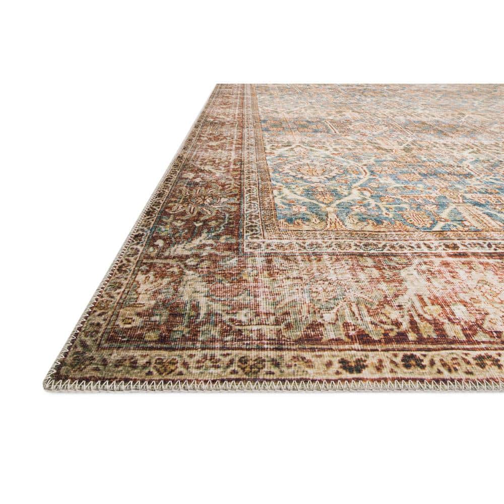 LOLOI II Layla Ocean/Rust 9 ft. x 12 ft. Distressed Bohemian Printed Area Rug LAYLLAY-04OCRU90C0