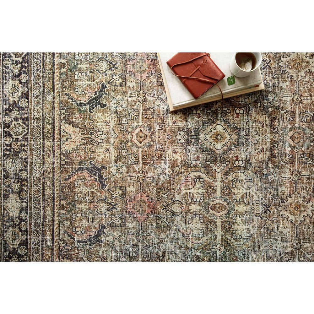 LOLOI II Layla Olive/Charcoal 9 ft. x 12 ft. Distressed Oriental Printed Area Rug LAYLLAY-03OLCC90C0