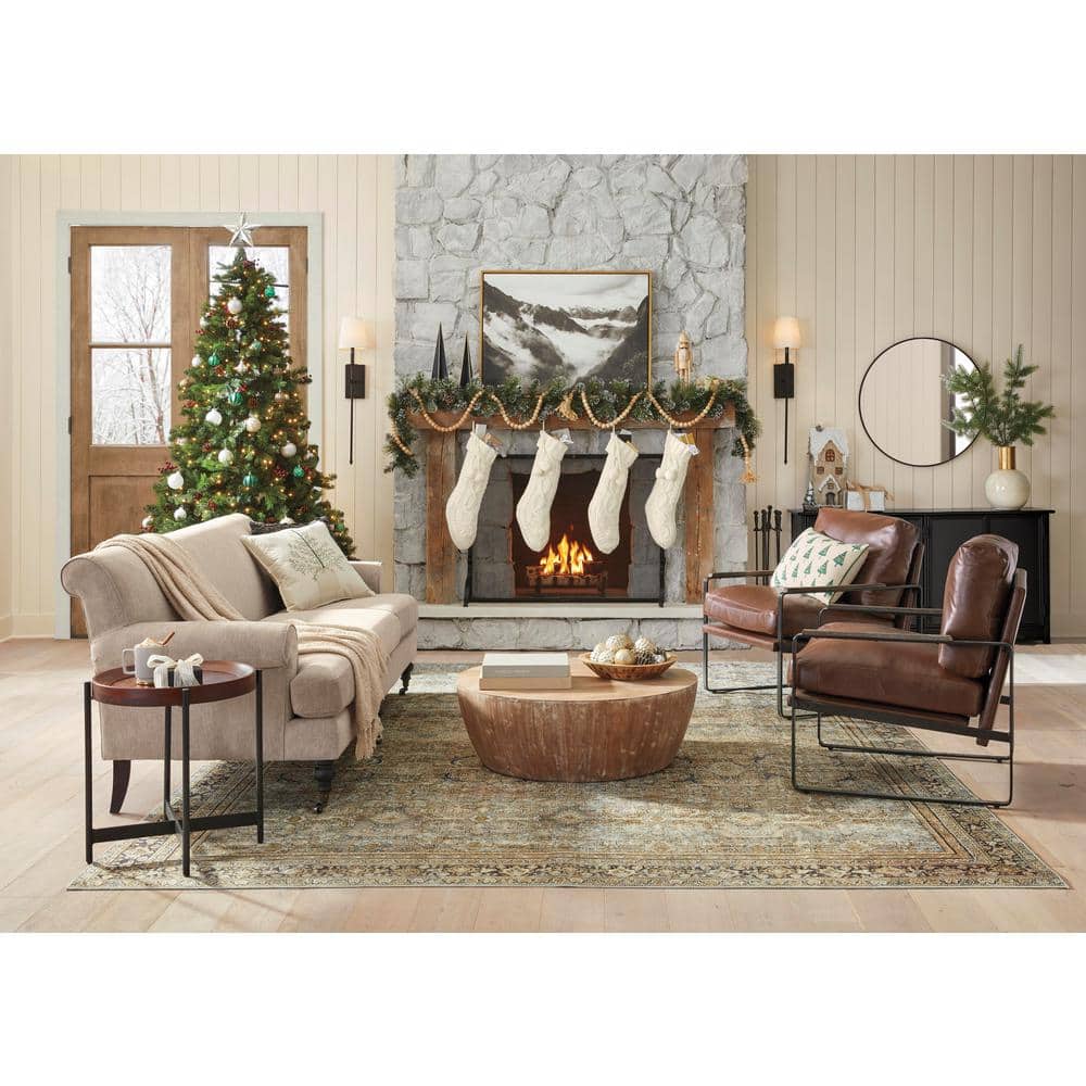 LOLOI II Layla Olive/Charcoal 9 ft. x 12 ft. Distressed Oriental Printed Area Rug LAYLLAY-03OLCC90C0