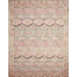 LOLOI II Layla Pink/Lagoon 9 ft. x 12 ft. Distressed Bohemian Printed Area Rug LAYLLAY-17PILJ90C0