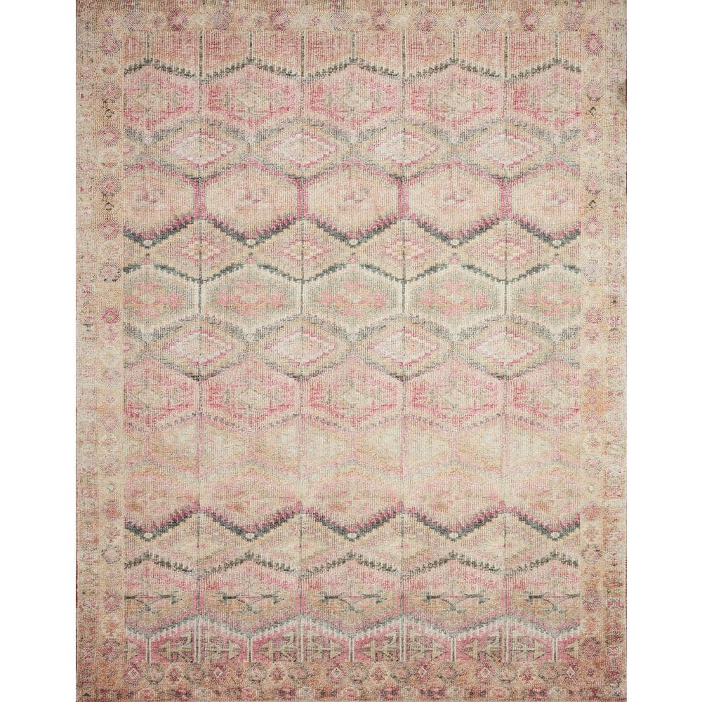 LOLOI II Layla Pink/Lagoon 9 ft. x 12 ft. Distressed Bohemian Printed Area Rug LAYLLAY-17PILJ90C0