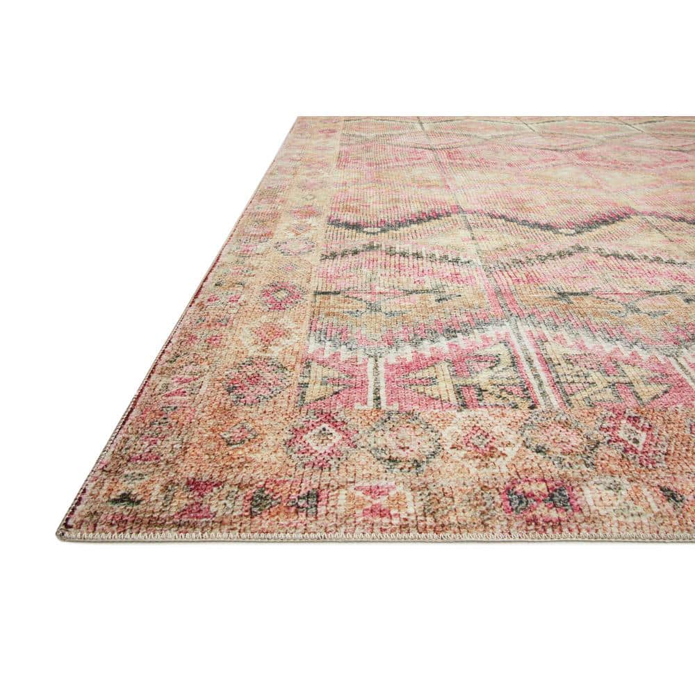 LOLOI II Layla Pink/Lagoon 9 ft. x 12 ft. Distressed Bohemian Printed Area Rug LAYLLAY-17PILJ90C0