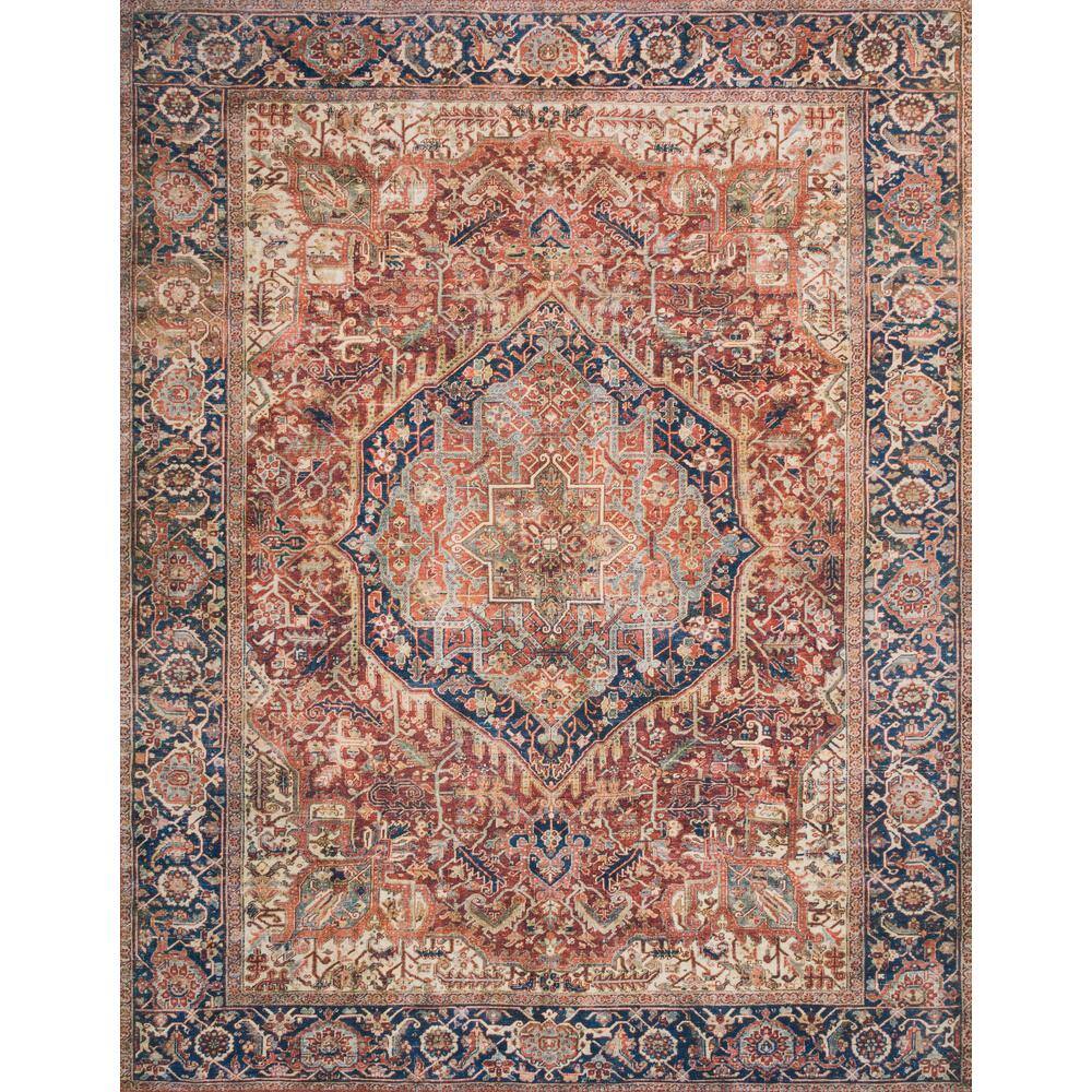 LOLOI II Layla Red/Navy 9 ft. x 12 ft. Distressed Bohemian Printed Area Rug LAYLLAY-08RENV90C0