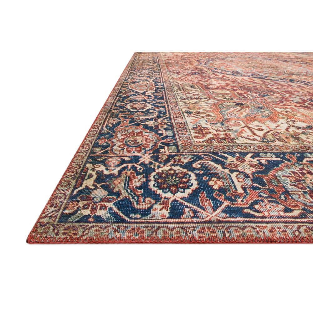 LOLOI II Layla Red/Navy 9 ft. x 12 ft. Distressed Bohemian Printed Area Rug LAYLLAY-08RENV90C0