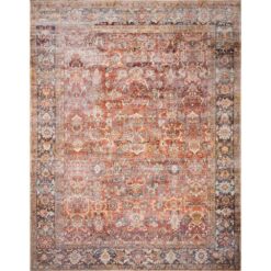 LOLOI II Layla Spice/Marine 9 ft. x 12 ft. Distressed Bohemian Printed Area Rug LAYLLAY-02SQNN90C0