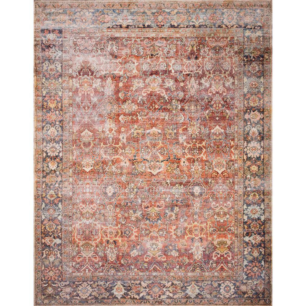 LOLOI II Layla Spice/Marine 9 ft. x 12 ft. Distressed Bohemian Printed Area Rug LAYLLAY-02SQNN90C0
