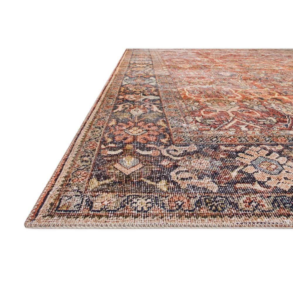 LOLOI II Layla Spice/Marine 9 ft. x 12 ft. Distressed Bohemian Printed Area Rug LAYLLAY-02SQNN90C0