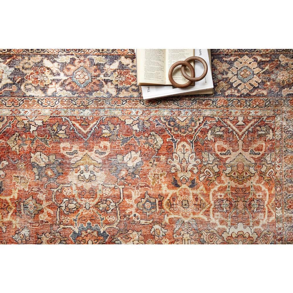 LOLOI II Layla Spice/Marine 9 ft. x 12 ft. Distressed Bohemian Printed Area Rug LAYLLAY-02SQNN90C0