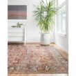 LOLOI II Layla Spice/Marine 9 ft. x 12 ft. Distressed Bohemian Printed Area Rug LAYLLAY-02SQNN90C0