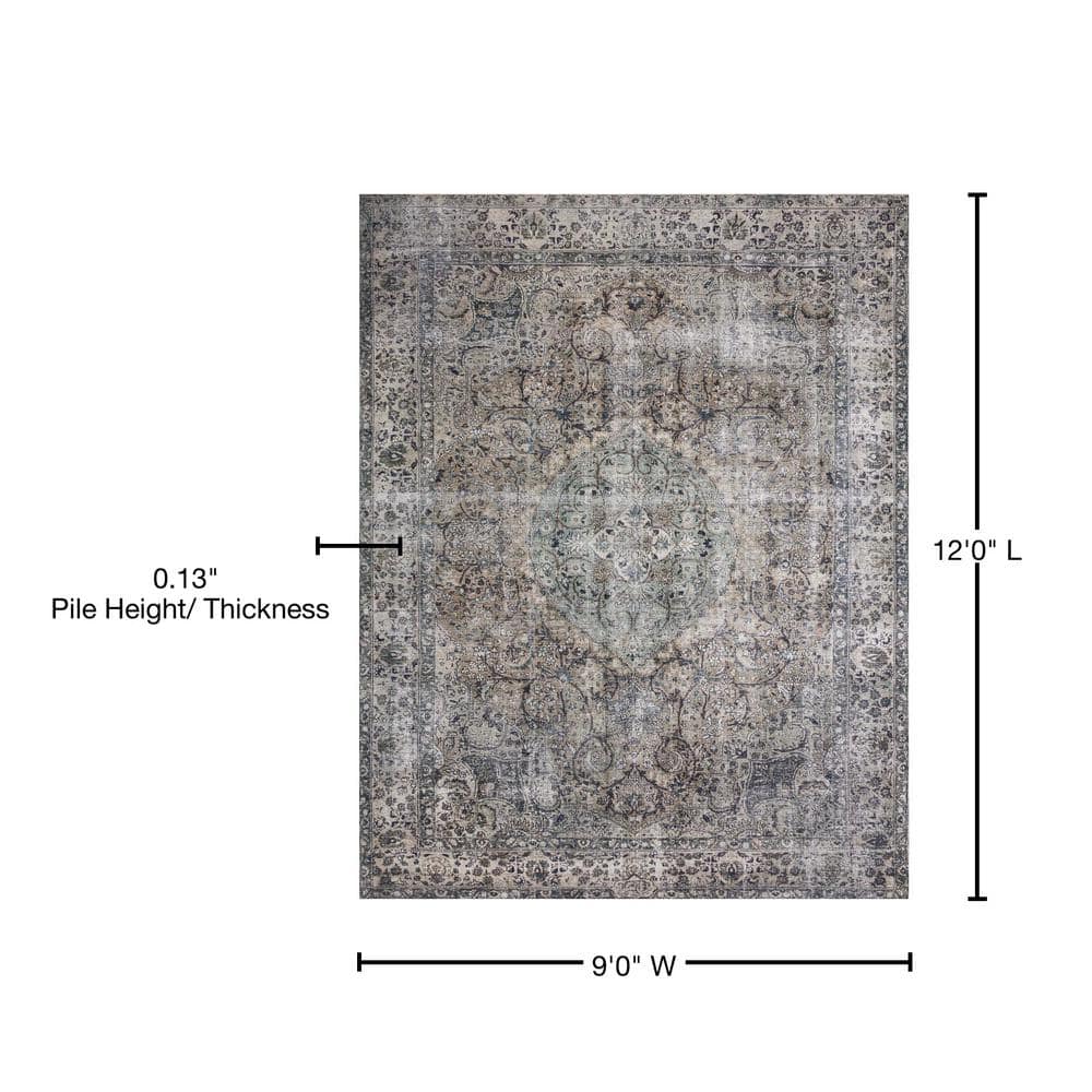LOLOI II Layla Taupe/Stone 9 ft. x 12 ft. Distressed Bohemian Printed Area Rug LAYLLAY-06TASN90C0