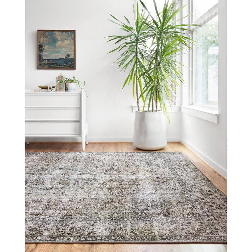 LOLOI II Layla Taupe/Stone 9 ft. x 12 ft. Distressed Bohemian Printed Area Rug LAYLLAY-06TASN90C0