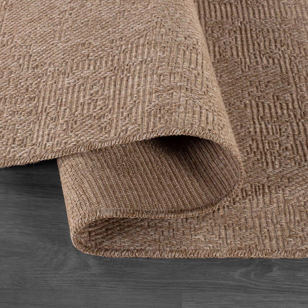 Beverly Rug Royal Easy Jute Beige 8 ft. x 10 ft. Solid Indoor Outdoor Area Rug BV-FLAX-2222-8x10