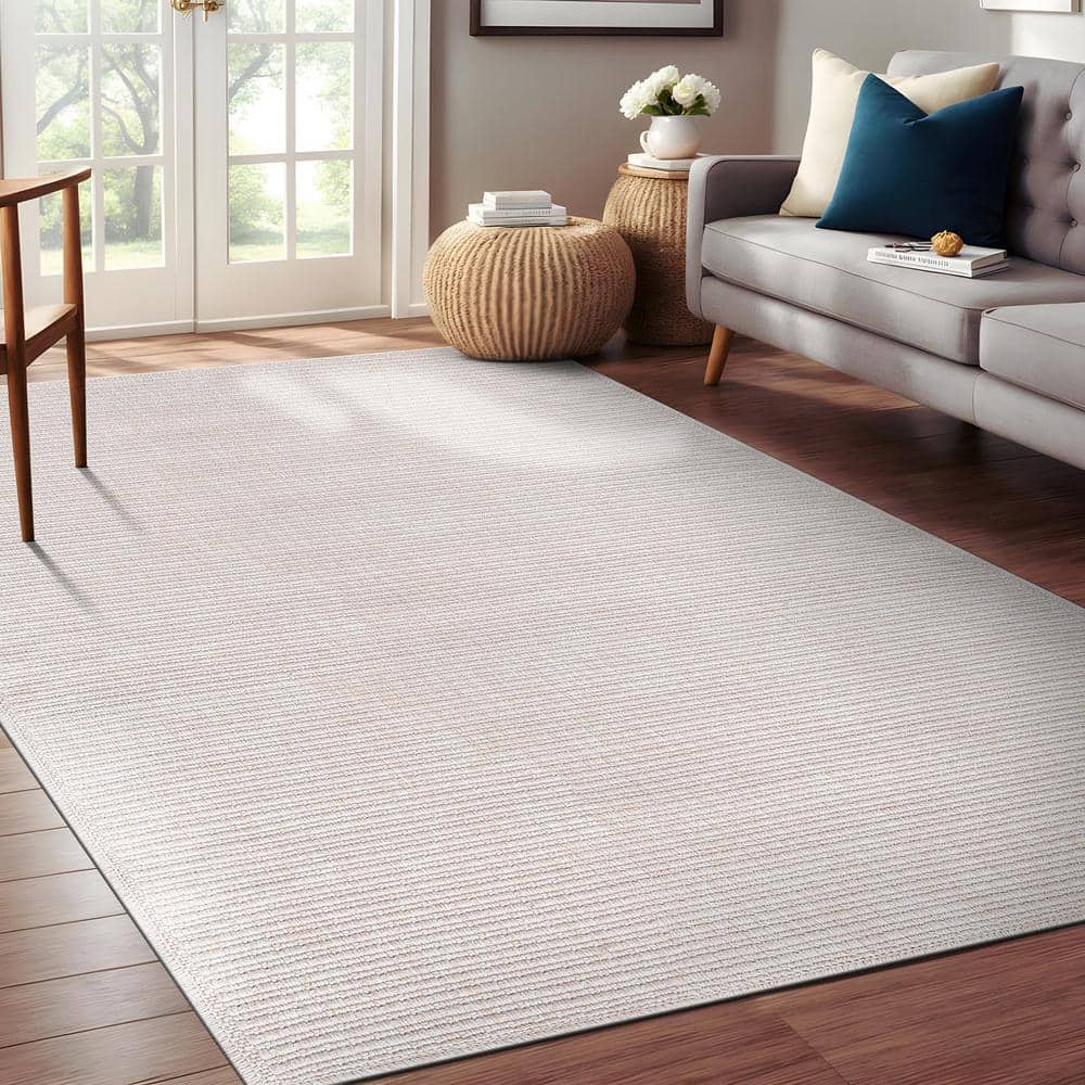 Beverly Rug Royal Bone 8 ft. x 10 ft. Solid Indoor Area Rug BV-RYL333-BONE-8x10 Beverly Rug Royal Bone 8 ft. x 10 ft. Solid Indoor Area Rug BV-RYL333-BONE-8x10