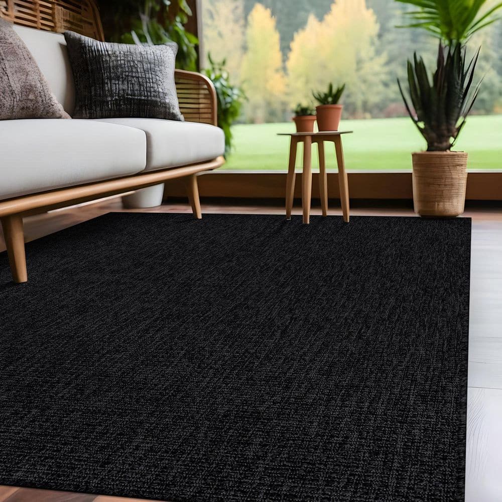 Beverly Rug Royal Easy Jute Dark Grey 8 ft. x 10 ft. Solid Indoor Outdoor Area Rug BV-RYL333-DGRY-8x10