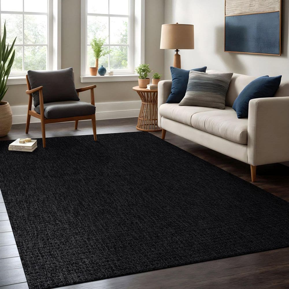 Beverly Rug Royal Easy Jute Dark Grey 8 ft. x 10 ft. Solid Indoor Outdoor Area Rug BV-RYL333-DGRY-8x10