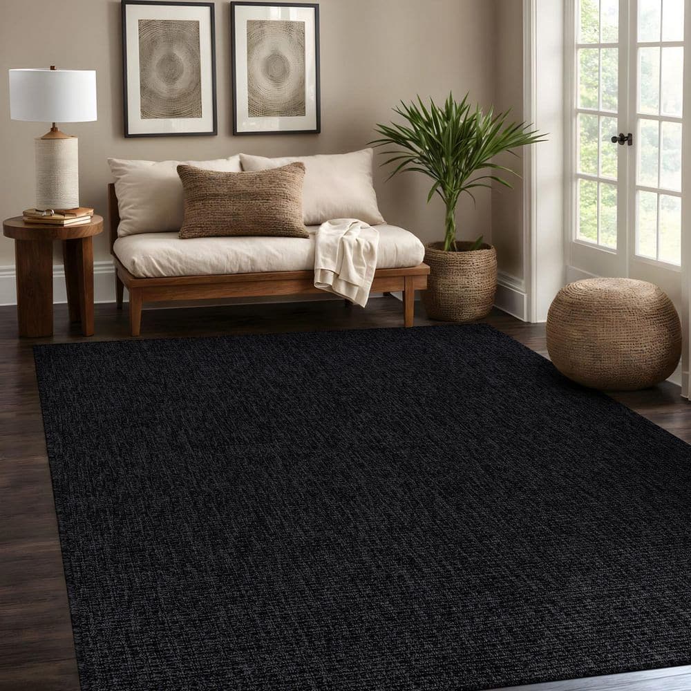 Beverly Rug Royal Easy Jute Dark Grey 8 ft. x 10 ft. Solid Indoor Outdoor Area Rug BV-RYL333-DGRY-8x10