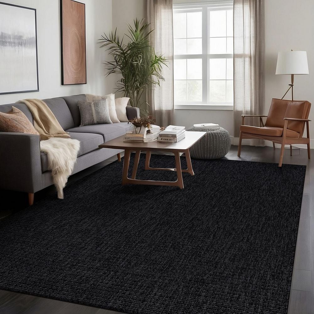 Beverly Rug Royal Easy Jute Dark Grey 8 ft. x 10 ft. Solid Indoor Outdoor Area Rug BV-RYL333-DGRY-8x10