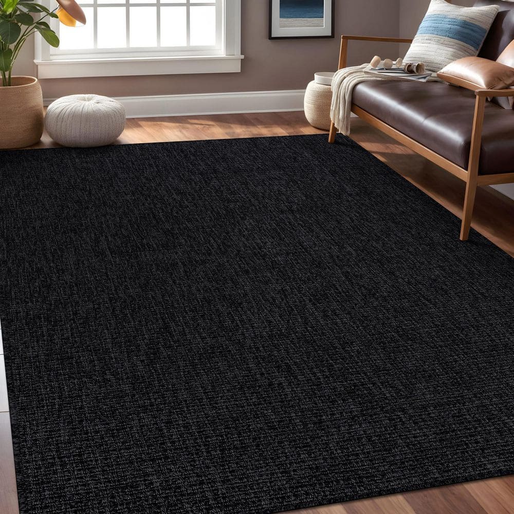 Beverly Rug Royal Easy Jute Dark Grey 8 ft. x 10 ft. Solid Indoor Outdoor Area Rug BV-RYL333-DGRY-8x10