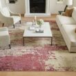 Nourison Celestial Ivory/Pink 7 ft. x 10 ft. Abstract Modern Area Rug 742582