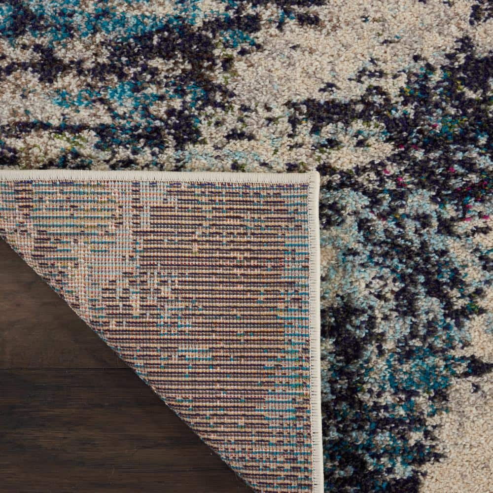 Nourison Celestial Ivory/Teal Blue 7 ft. x 10 ft. Abstract Modern Area Rug 473813