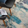Nourison Celestial Ivory/Teal Blue 7 ft. x 10 ft. Abstract Modern Area Rug 473813