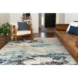 Nourison Celestial Ivory/Teal Blue 7 ft. x 10 ft. Abstract Modern Area Rug 473813