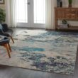 Nourison Celestial Ivory/Teal Blue 7 ft. x 10 ft. Abstract Modern Area Rug 473813
