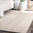 nuLOOM Rigo Chunky Loop Jute Off-White 9 ft. x 12 ft. Farmhouse Living Room/Bedroom/Dining Room Area Rug TAJT03B-9012