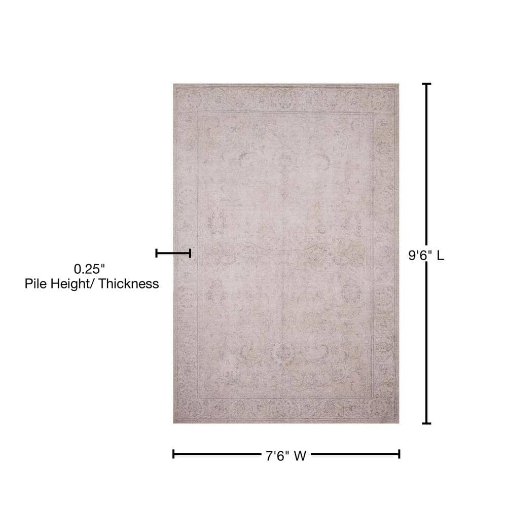 LOLOI II Loren Sand 7 ft. 6 in. x 9 ft. 6 in. Distressed Bohemian Printed Area Rug LORELQ-12SA007696