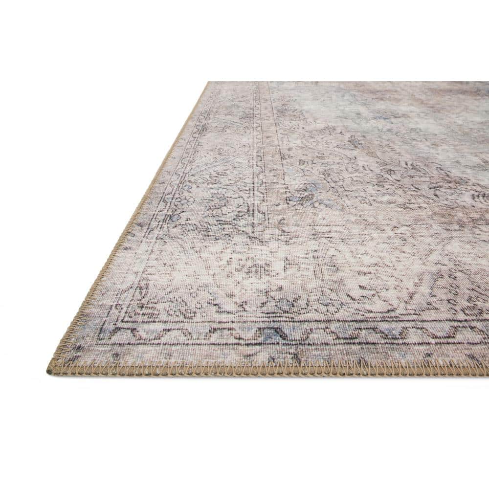 LOLOI II Loren Silver/Slate 7 ft. 6 in. x 9 ft. 6 in. Distressed Bohemian Printed Area Rug LORELQ-04SISL7696