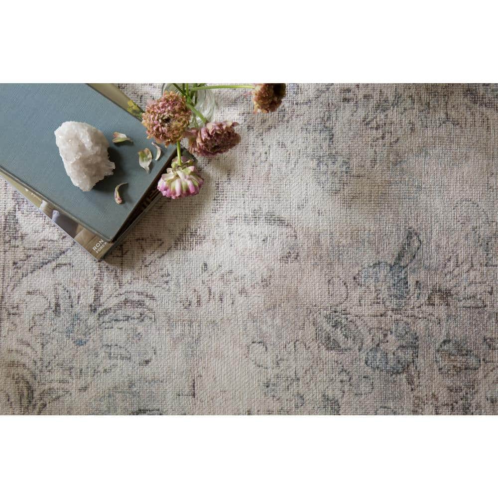 LOLOI II Loren Silver/Slate 7 ft. 6 in. x 9 ft. 6 in. Distressed Bohemian Printed Area Rug LORELQ-04SISL7696