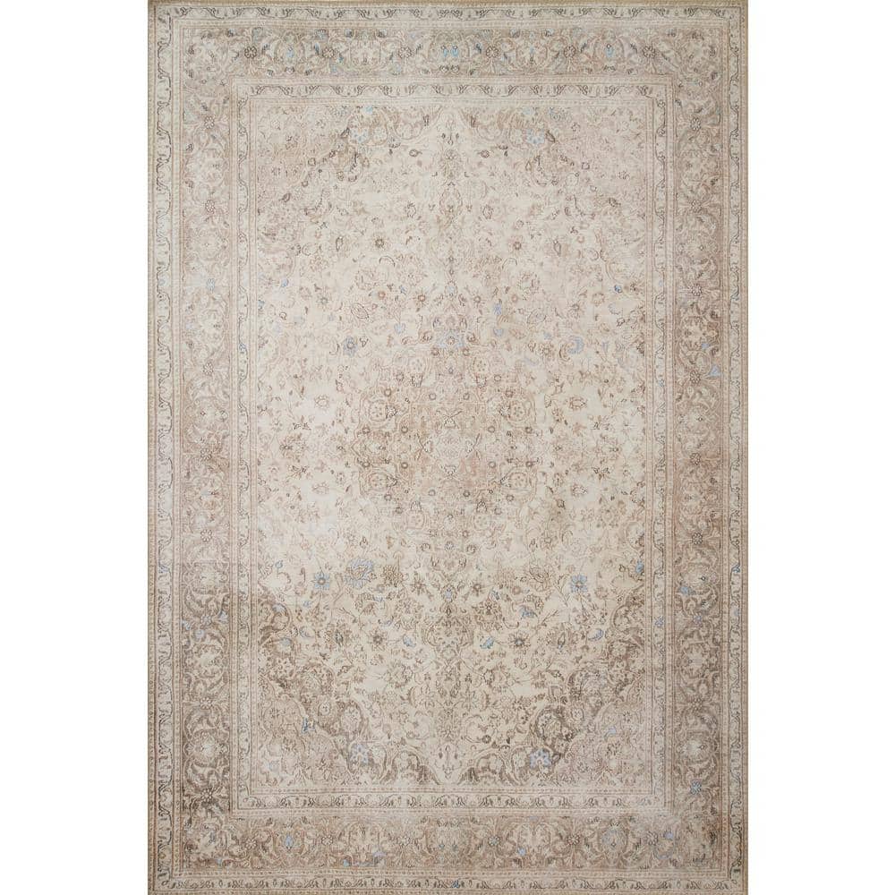 LOLOI II Loren Sand/Taupe 7 ft. 6 in. x 9 ft. 6 in. Distressed Bohemian Printed Area Rug LORELQ-03SATA7696