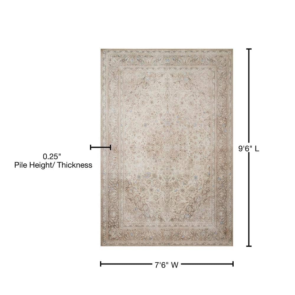 LOLOI II Loren Sand/Taupe 7 ft. 6 in. x 9 ft. 6 in. Distressed Bohemian Printed Area Rug LORELQ-03SATA7696
