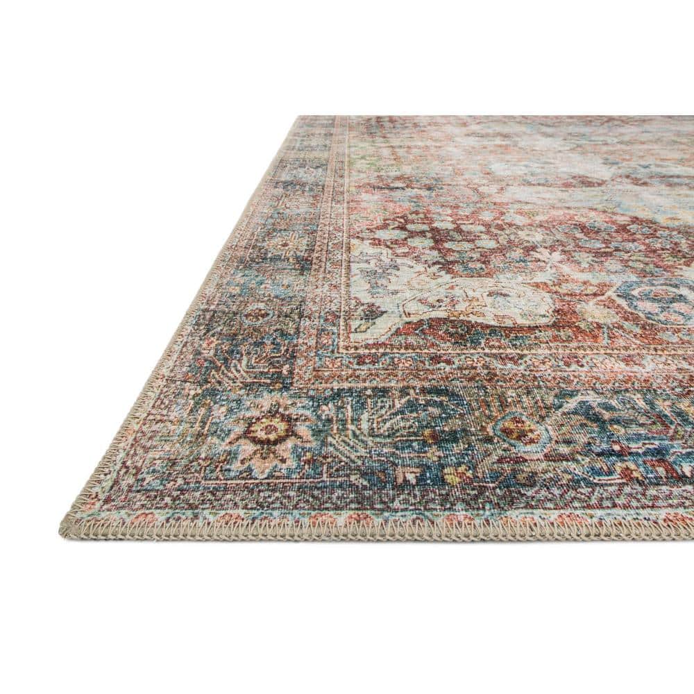 LOLOI II Loren Brick/Multi 7 ft. 6 in. x 9 ft. 6 in. Distressed Bohemian Printed Area Rug LORELQ-14BKML7696