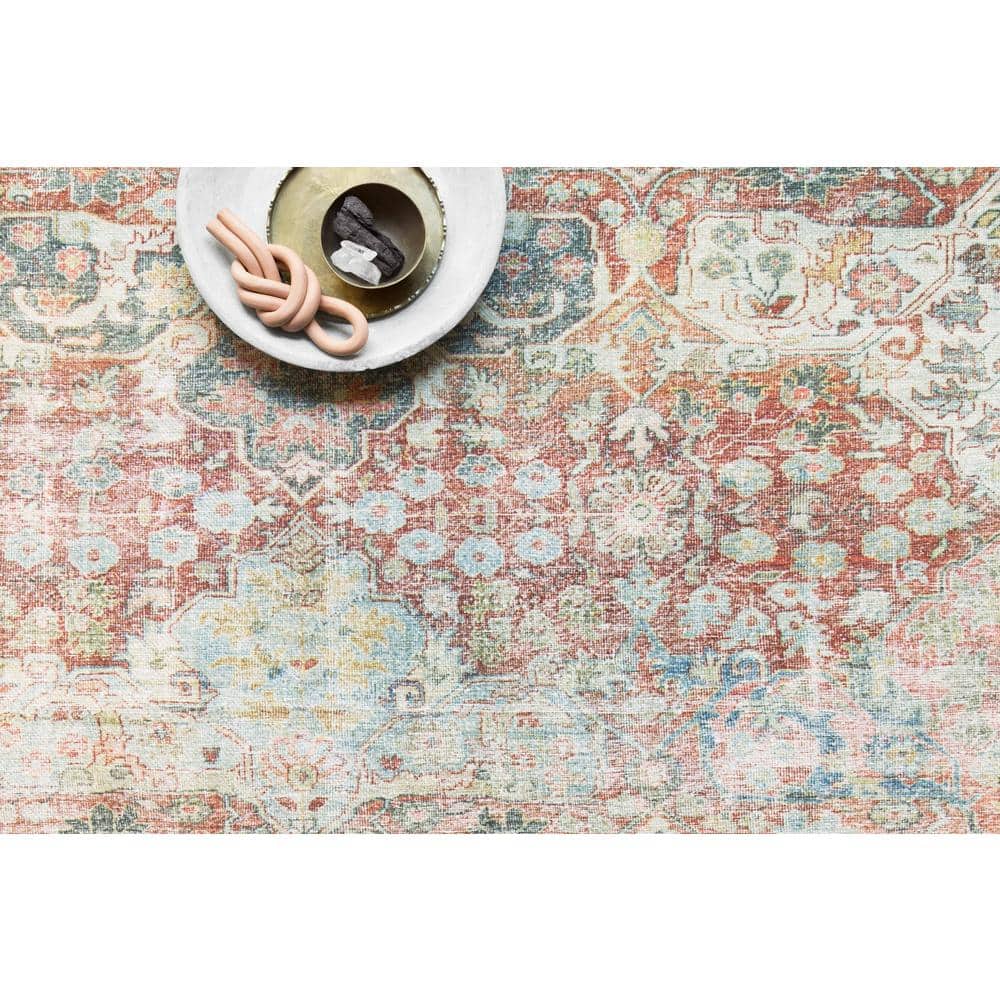 LOLOI II Loren Brick/Multi 7 ft. 6 in. x 9 ft. 6 in. Distressed Bohemian Printed Area Rug LORELQ-14BKML7696