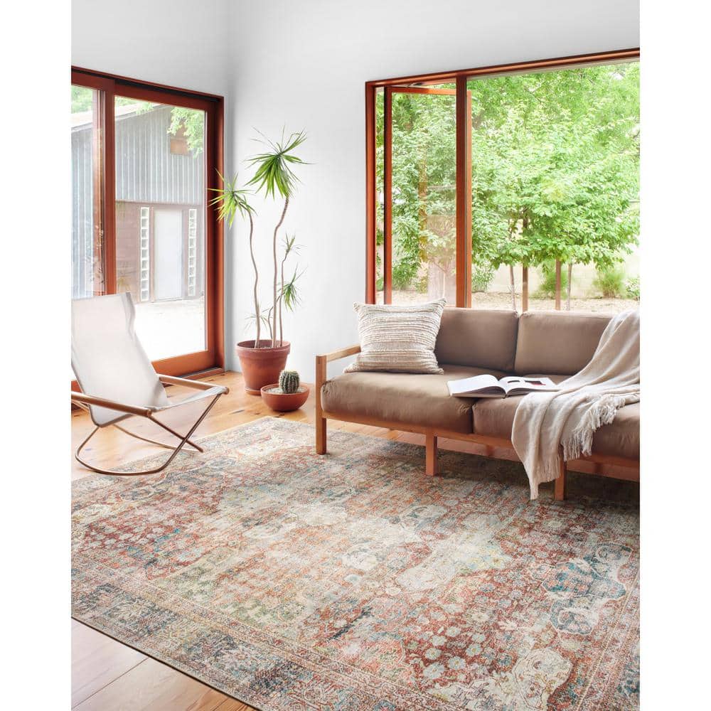 LOLOI II Loren Brick/Multi 7 ft. 6 in. x 9 ft. 6 in. Distressed Bohemian Printed Area Rug LORELQ-14BKML7696