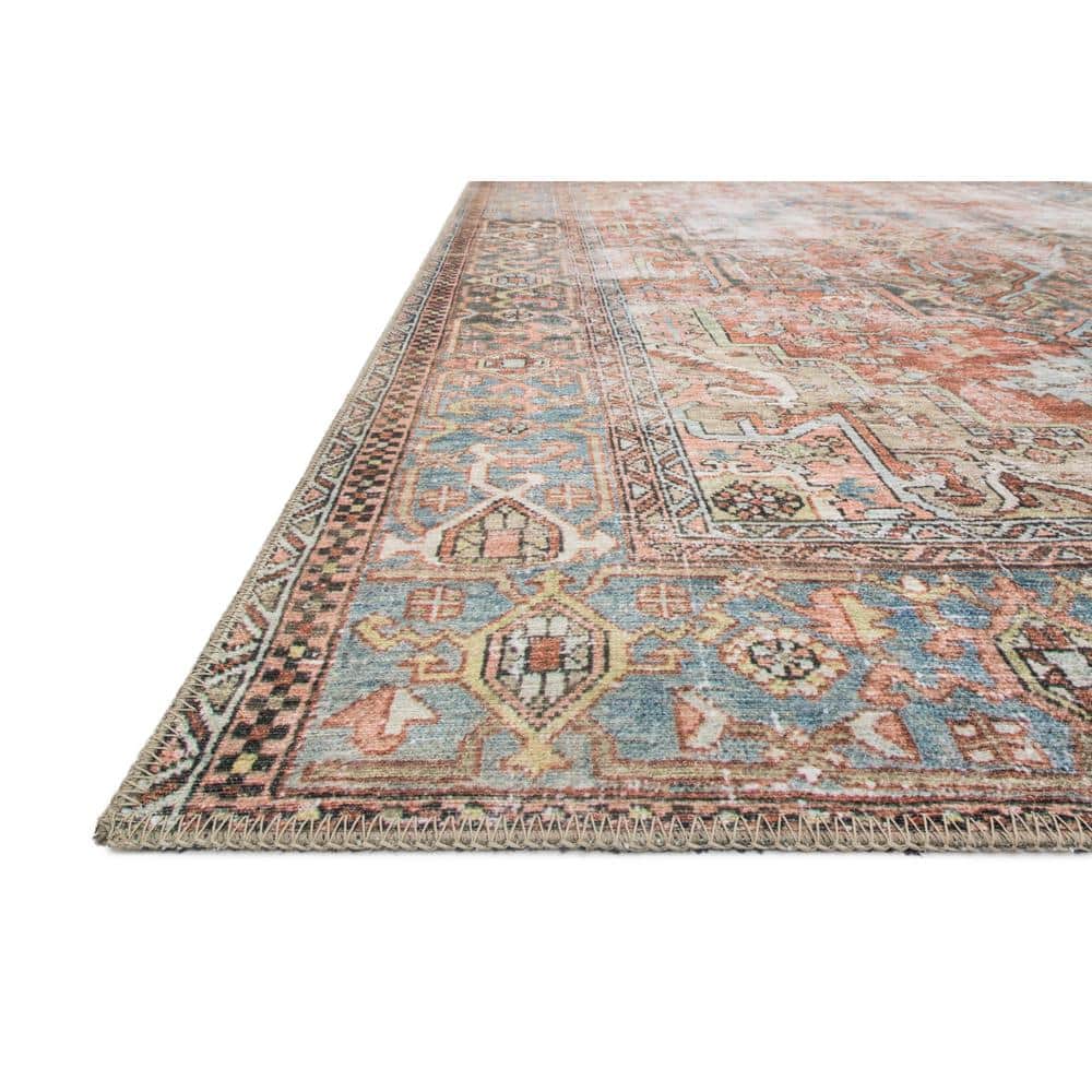 LOLOI II Loren Terracotta/Sky 7 ft. 6 in. x 9 ft. 6 in. Distressed Bohemian Printed Area Rug LORELQ-15TCSC7696