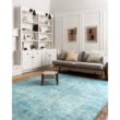 LOLOI II Loren Aqua 7 ft. 6 in. x 9 ft. 6 in. Distressed Bohemian Printed Area Rug LORELQ-08AQ007696