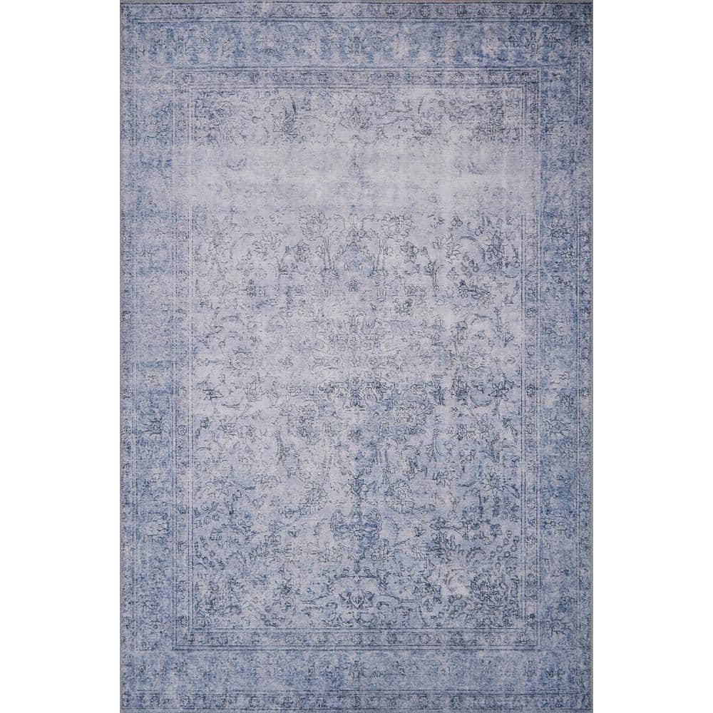 LOLOI II Loren Slate 7 ft. 6 in. x 9 ft. 6 in. Distressed Bohemian Printed Area Rug LORELQ-09SL007696
