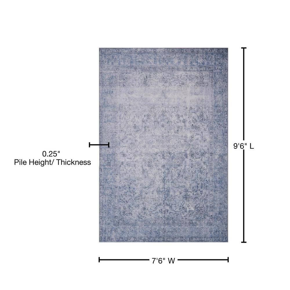 LOLOI II Loren Slate 7 ft. 6 in. x 9 ft. 6 in. Distressed Bohemian Printed Area Rug LORELQ-09SL007696