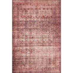 LOLOI II Loren Eggplant/Crimson 7 ft. 6 in. x 9 ft. 6 in. Distressed Bohemian Printed Area Rug LORELQ-05EGCS7696