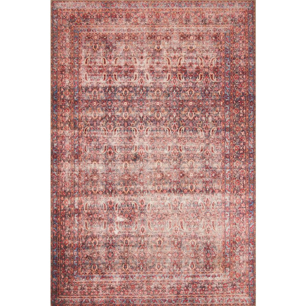 LOLOI II Loren Eggplant/Crimson 7 ft. 6 in. x 9 ft. 6 in. Distressed Bohemian Printed Area Rug LORELQ-05EGCS7696