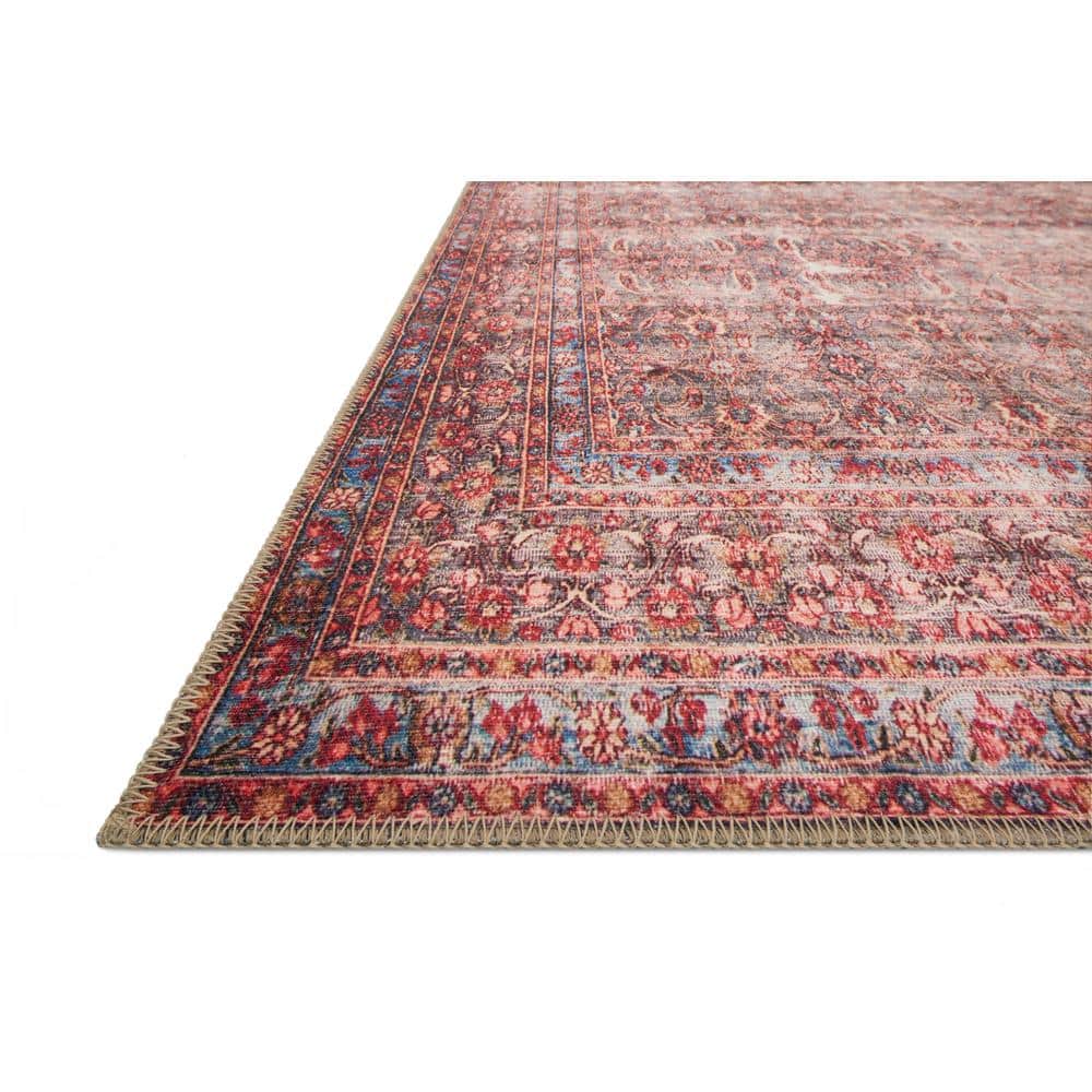 LOLOI II Loren Eggplant/Crimson 7 ft. 6 in. x 9 ft. 6 in. Distressed Bohemian Printed Area Rug LORELQ-05EGCS7696