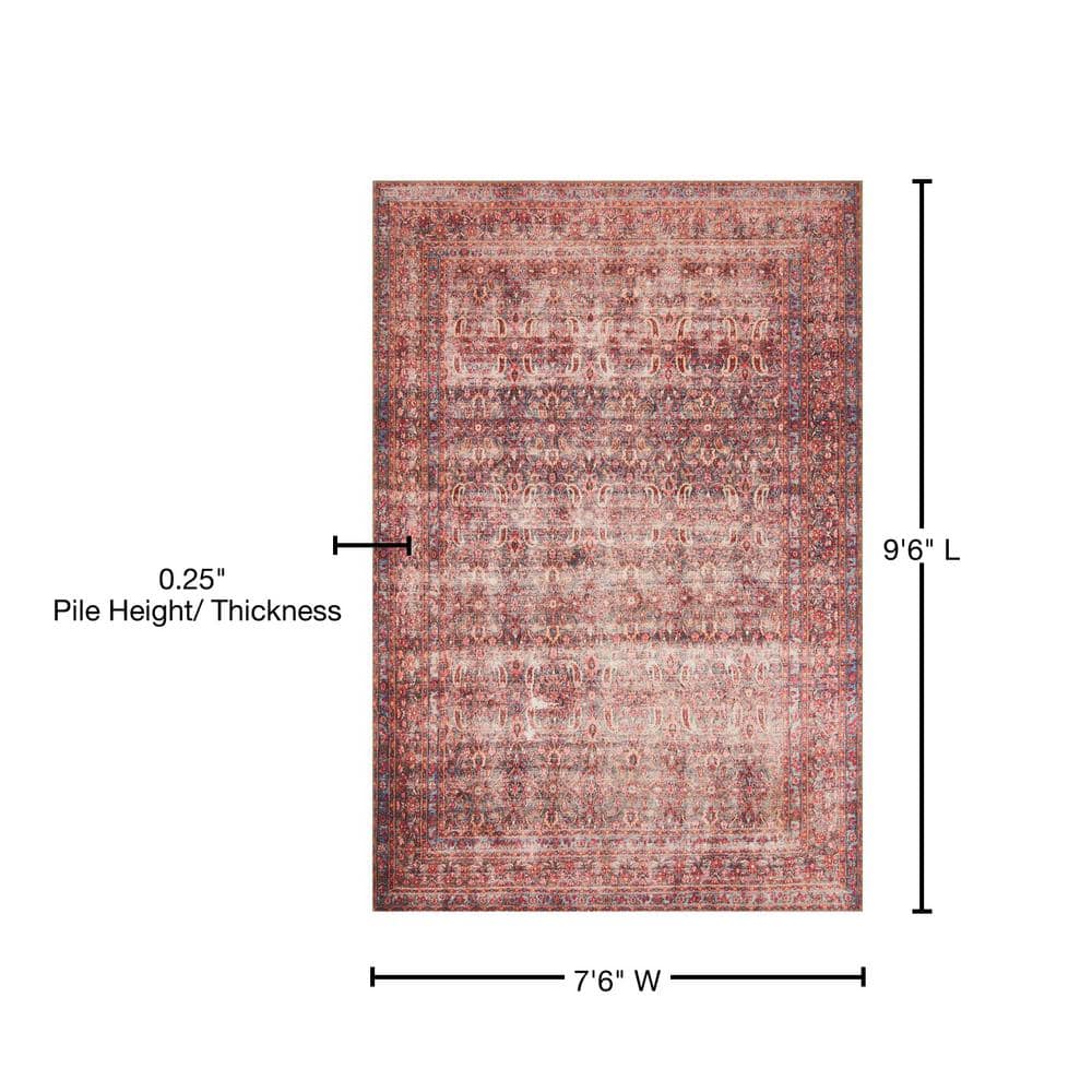 LOLOI II Loren Eggplant/Crimson 7 ft. 6 in. x 9 ft. 6 in. Distressed Bohemian Printed Area Rug LORELQ-05EGCS7696
