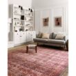 LOLOI II Loren Eggplant/Crimson 7 ft. 6 in. x 9 ft. 6 in. Distressed Bohemian Printed Area Rug LORELQ-05EGCS7696