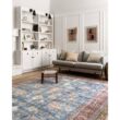 LOLOI II Loren Blue/Brick 7 ft. 6 in. x 9 ft. 6 in. Distressed Bohemian Printed Area Rug LORELQ-01BBBK7696