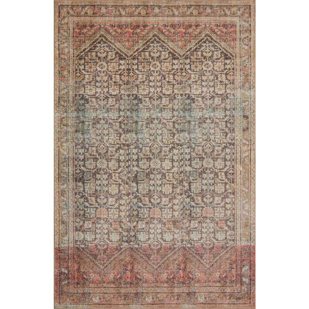 LOLOI II Loren Charcoal/Multi 7 ft. 6 in. x 9 ft. 6 in. Distressed Bohemian Printed Area Rug LORELQ-17CCML7696