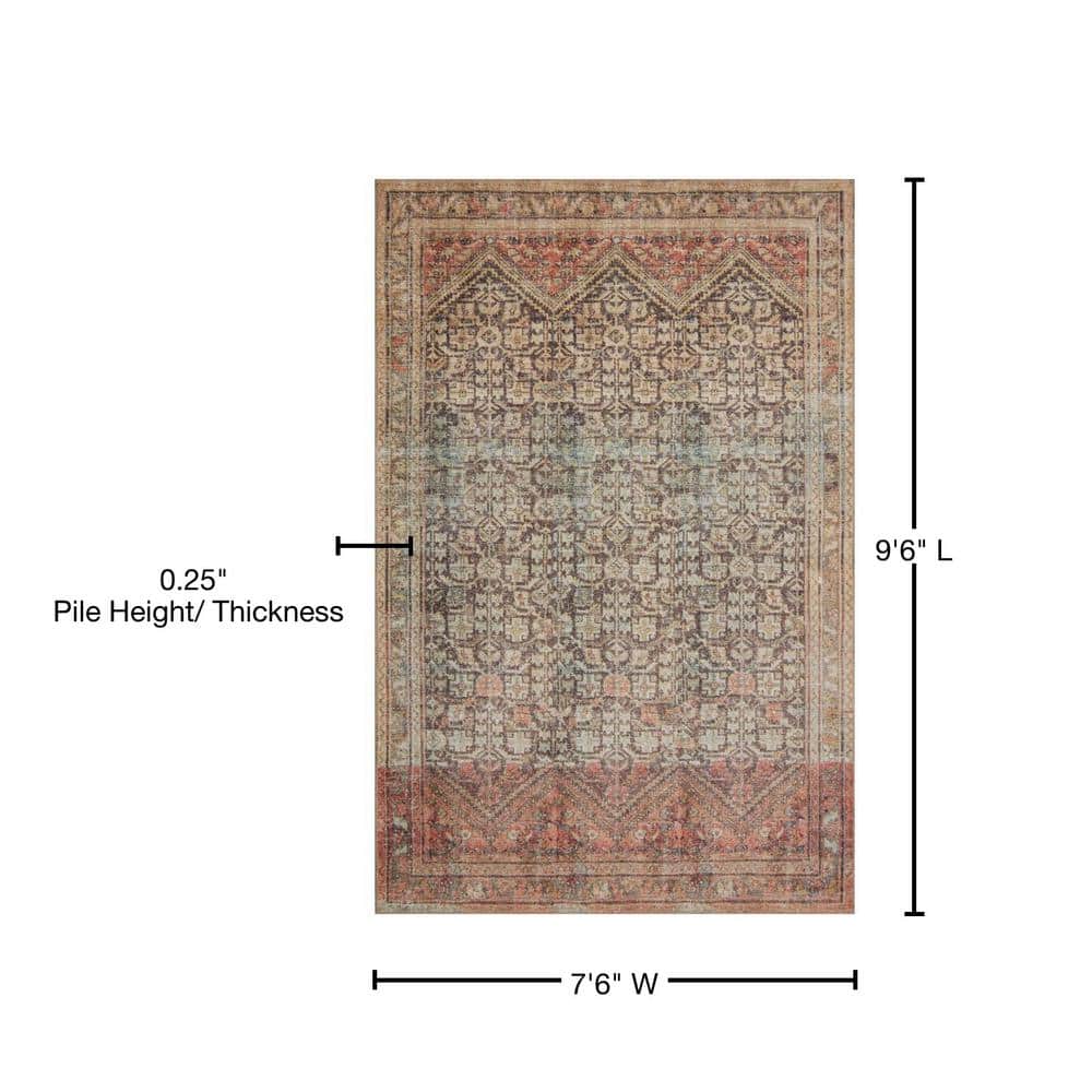 LOLOI II Loren Charcoal/Multi 7 ft. 6 in. x 9 ft. 6 in. Distressed Bohemian Printed Area Rug LORELQ-17CCML7696
